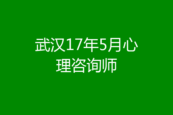 武汉17年5月心理咨询师