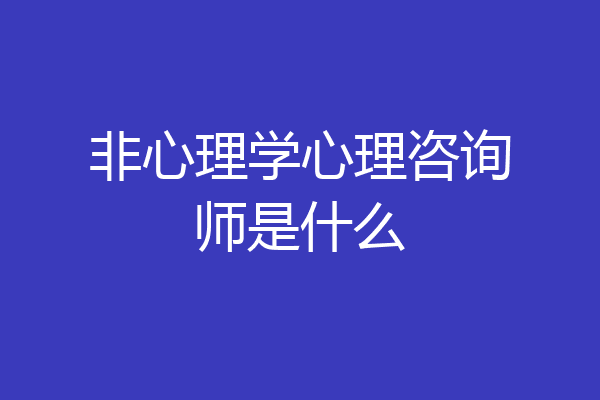 非心理学心理咨询师是什么