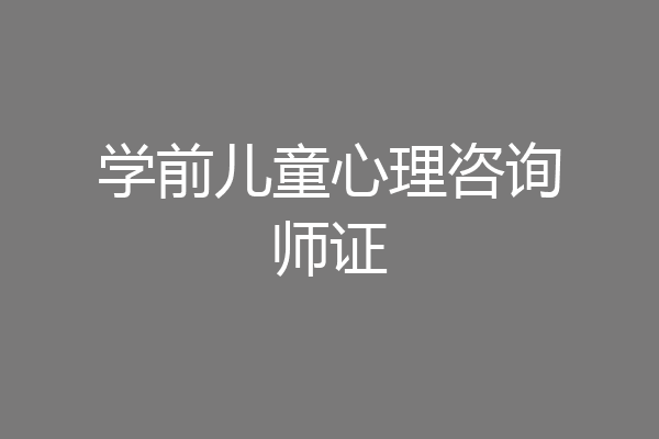 学前儿童心理咨询师证