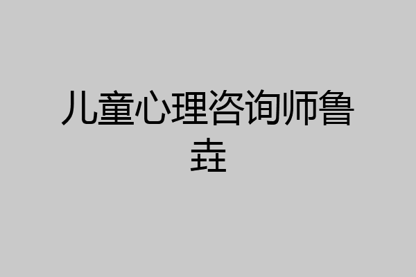 儿童心理咨询师鲁垚