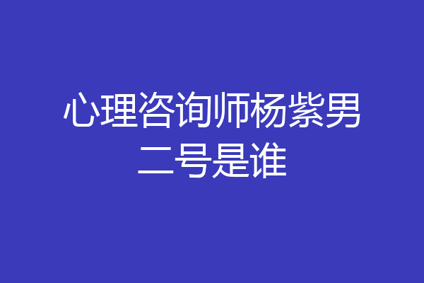 心理咨询师杨紫男二号是谁