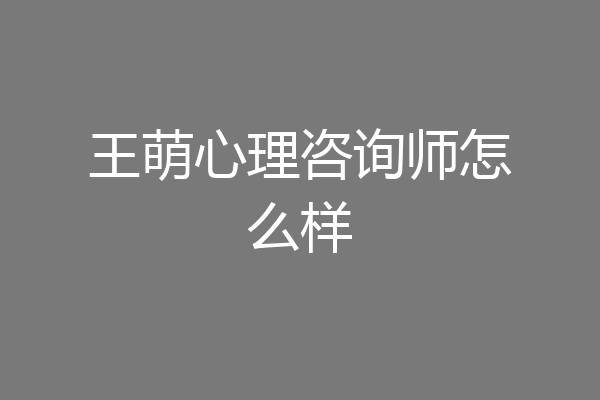 王萌心理咨询师怎么样