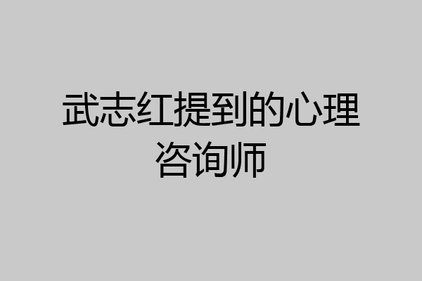 武志红提到的心理咨询师