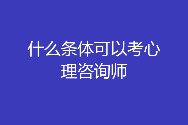 什么条体可以考心理咨询师