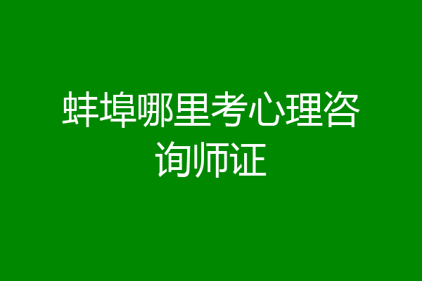 蚌埠哪里考心理咨询师证