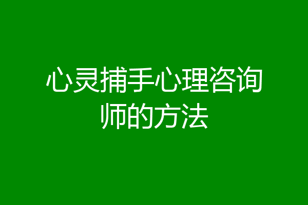 心灵捕手心理咨询师的方法