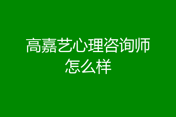 高嘉艺心理咨询师怎么样