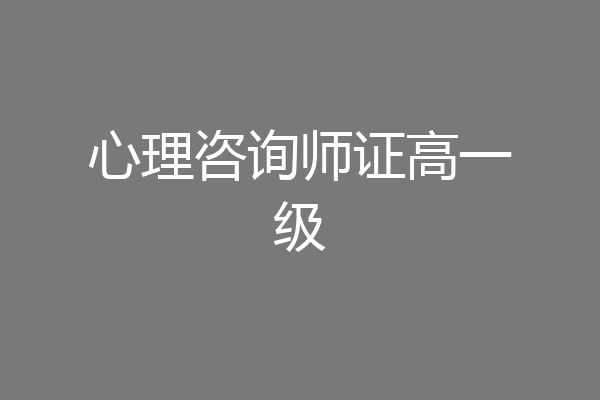 心理咨询师证高一级