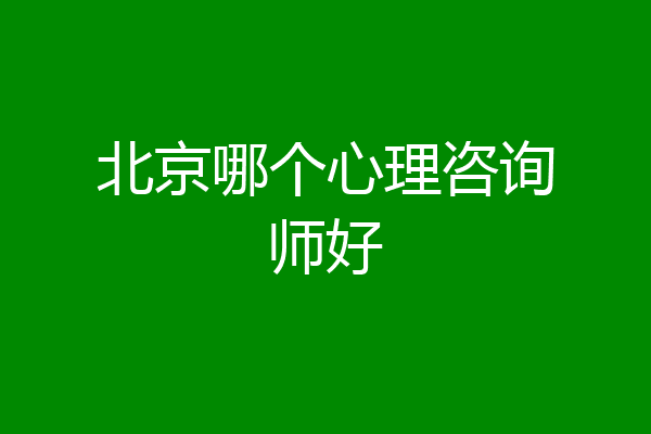 北京哪个心理咨询师好