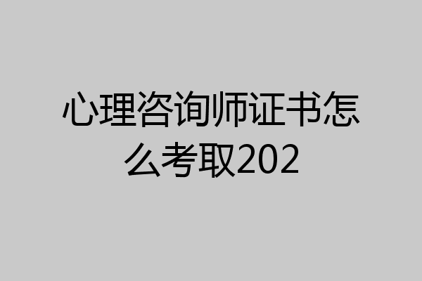 心理咨询师证书怎么考取202
