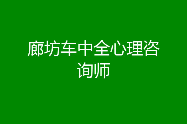 廊坊车中全心理咨询师