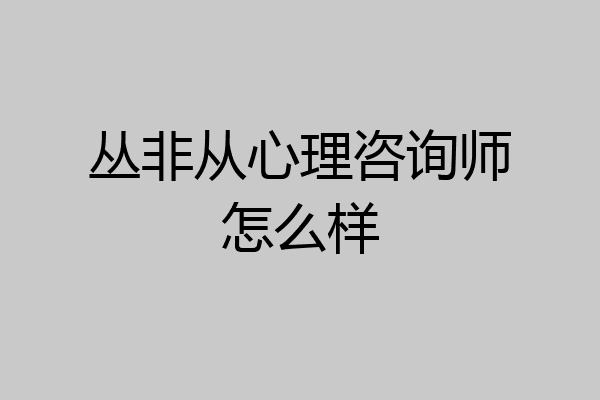 丛非从心理咨询师怎么样