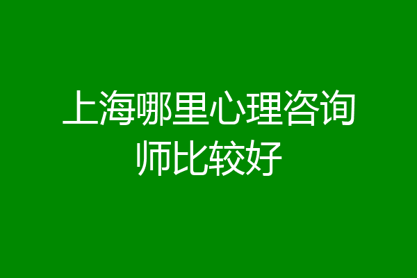 上海哪里心理咨询师比较好