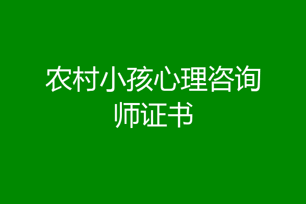 农村小孩心理咨询师证书