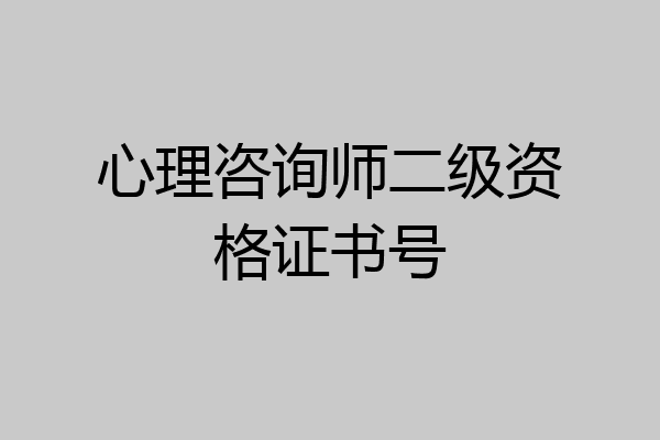 心理咨询师二级资格证书号