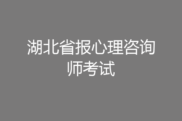 湖北省报心理咨询师考试