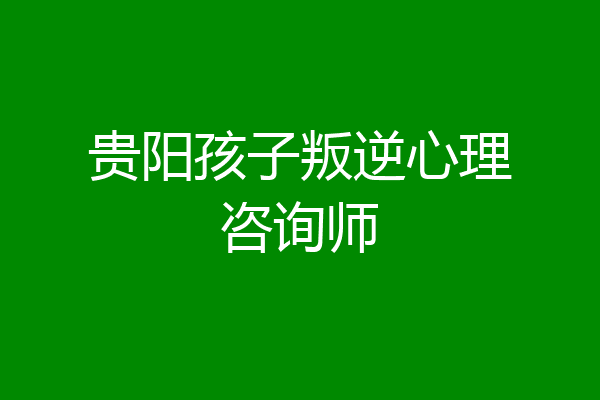 贵阳孩子叛逆心理咨询师