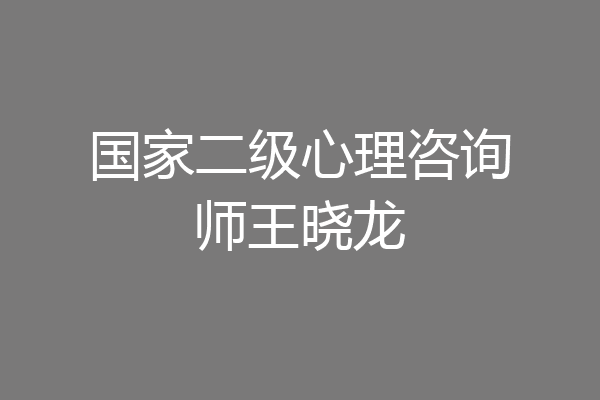 国家二级心理咨询师王晓龙