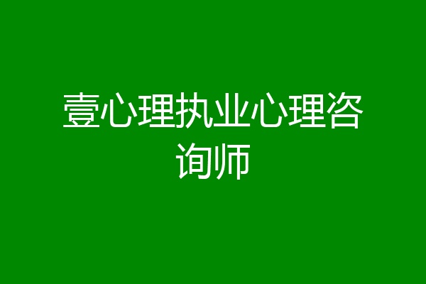 壹心理执业心理咨询师