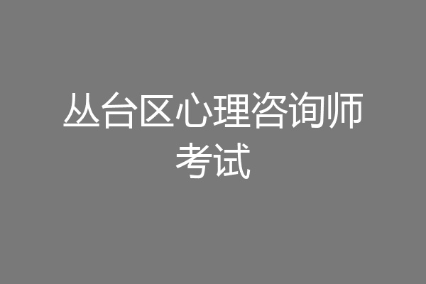 丛台区心理咨询师考试