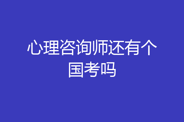 心理咨询师还有个国考吗
