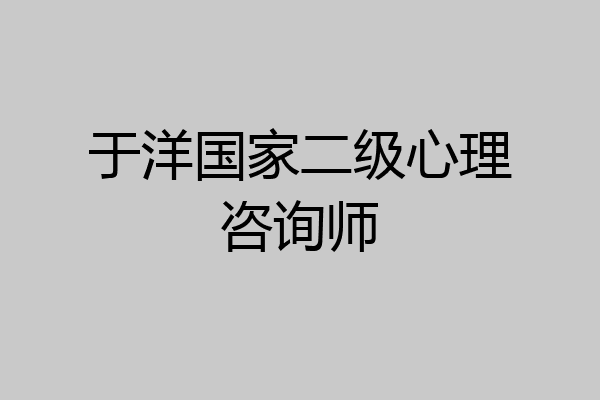 于洋国家二级心理咨询师