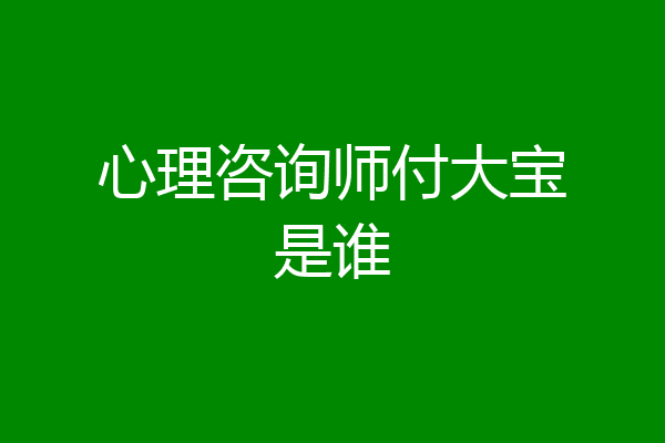 心理咨询师付大宝是谁
