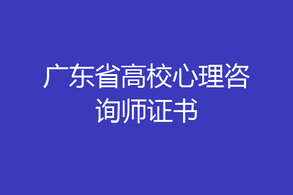 广东省高校心理咨询师证书