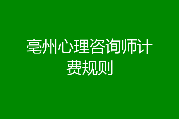 亳州心理咨询师计费规则