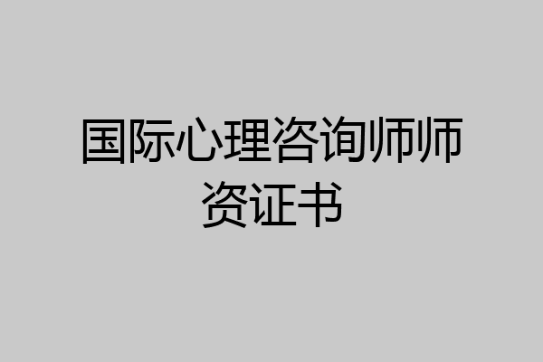 国际心理咨询师师资证书