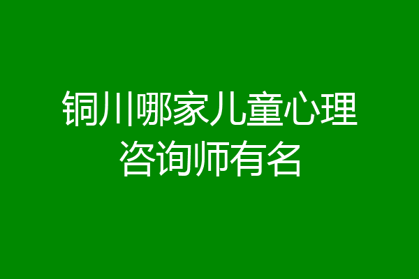 铜川哪家儿童心理咨询师有名