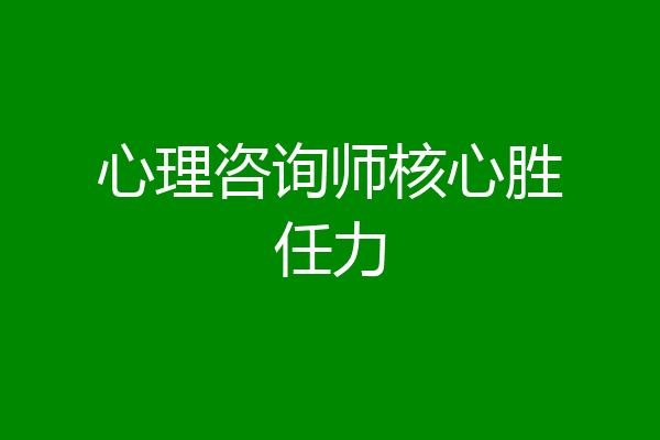 心理咨询师核心胜任力