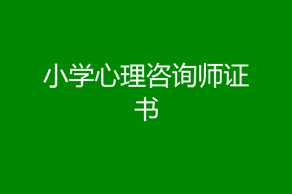 小学心理咨询师证书