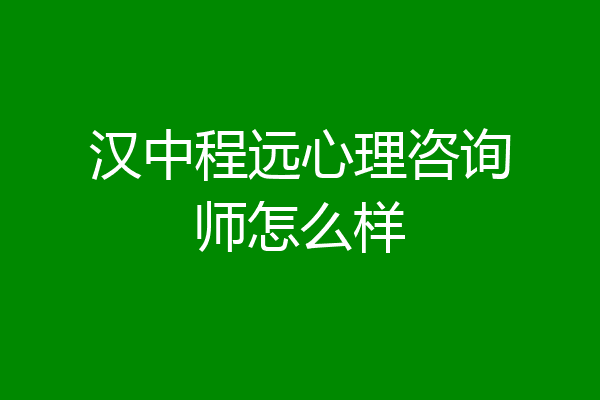 汉中程远心理咨询师怎么样