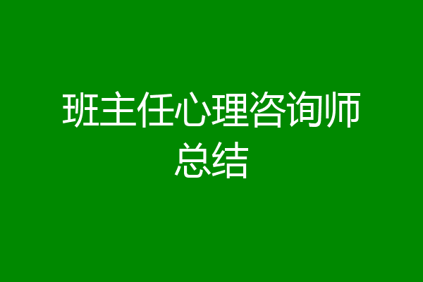 班主任心理咨询师总结