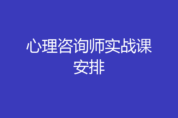 心理咨询师实战课安排
