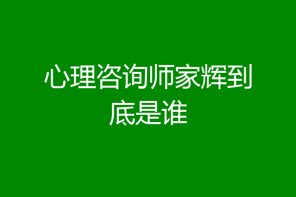 心理咨询师家辉到底是谁