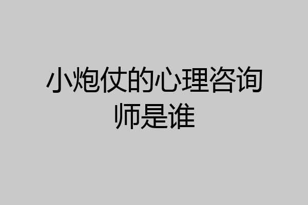 小炮仗的心理咨询师是谁