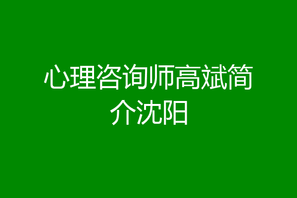 心理咨询师高斌简介沈阳
