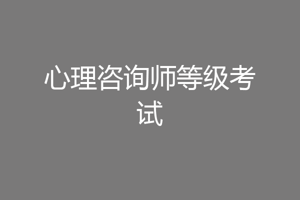 心理咨询师等级考试