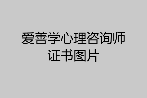 爱善学心理咨询师证书图片