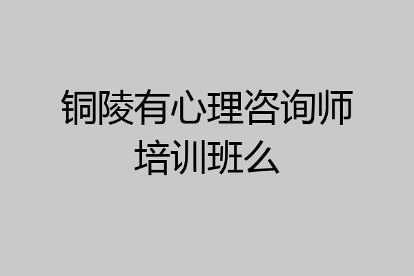 铜陵有心理咨询师培训班么