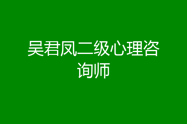 吴君凤二级心理咨询师