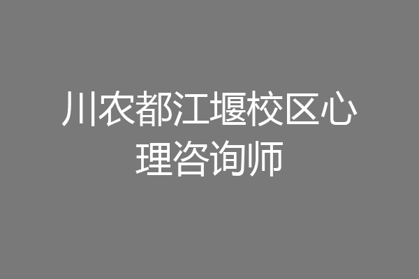 川农都江堰校区心理咨询师