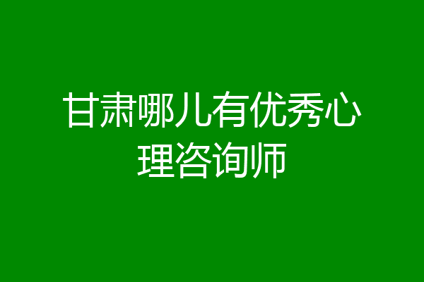 甘肃哪儿有优秀心理咨询师