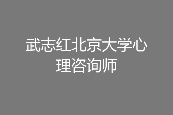 武志红北京大学心理咨询师