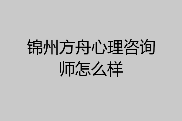 锦州方舟心理咨询师怎么样