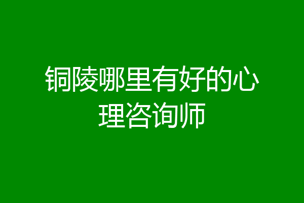 铜陵哪里有好的心理咨询师