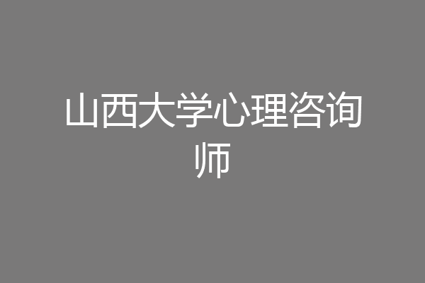 山西大学心理咨询师