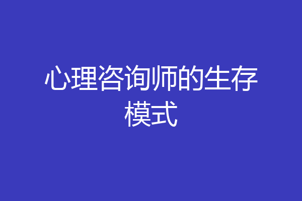 心理咨询师的生存模式